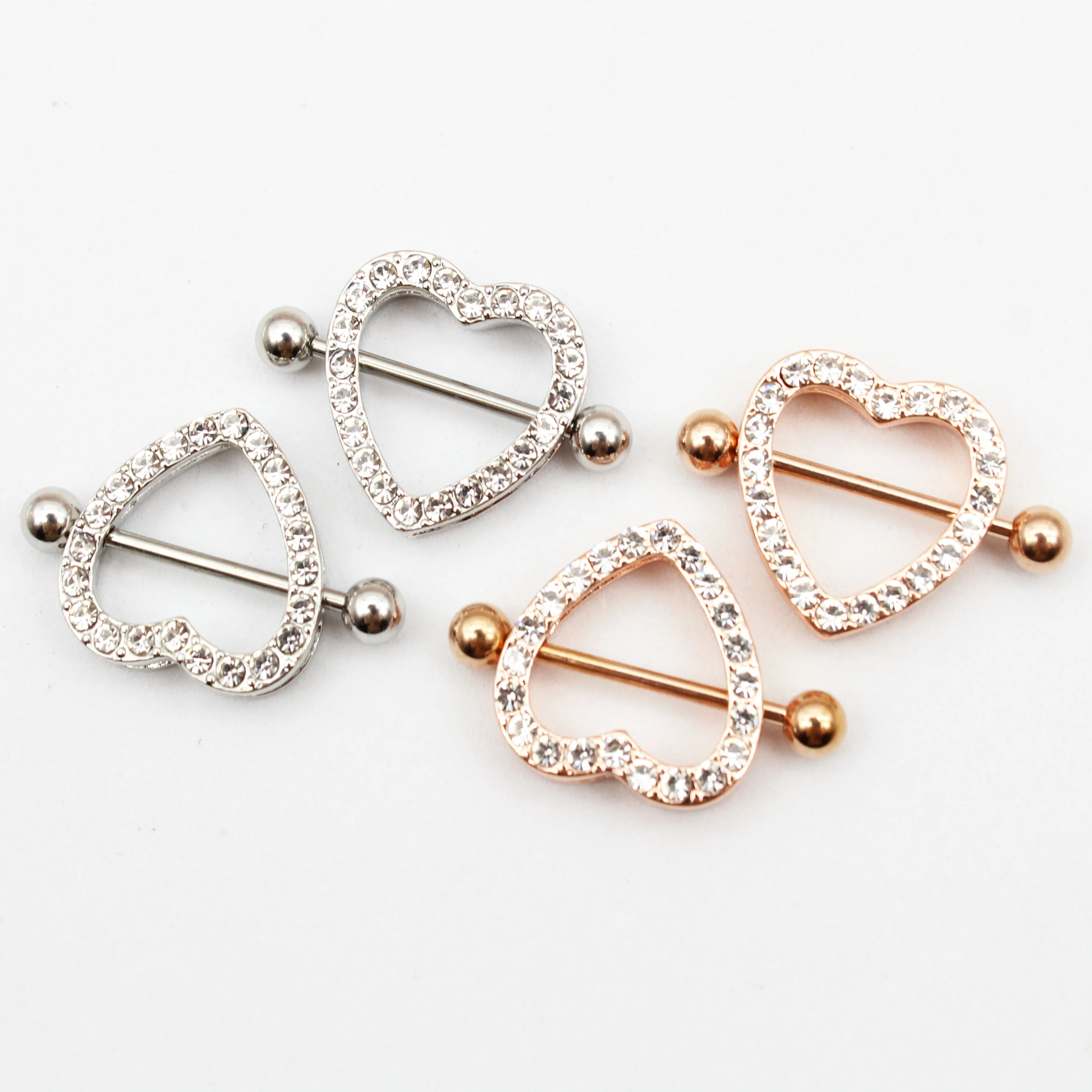 Jachon Heart Nipple Rings Stylish 316L Stainless Steel