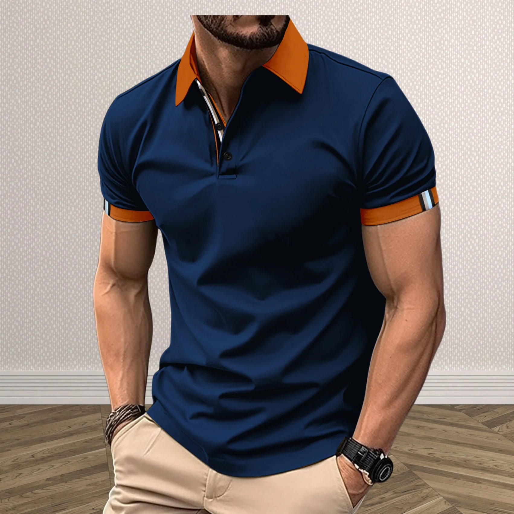 China Manufacturer Navy Polo Shirts for Men Solid Color Polo Shirt Casual  Short Sleeve Polo Shirt