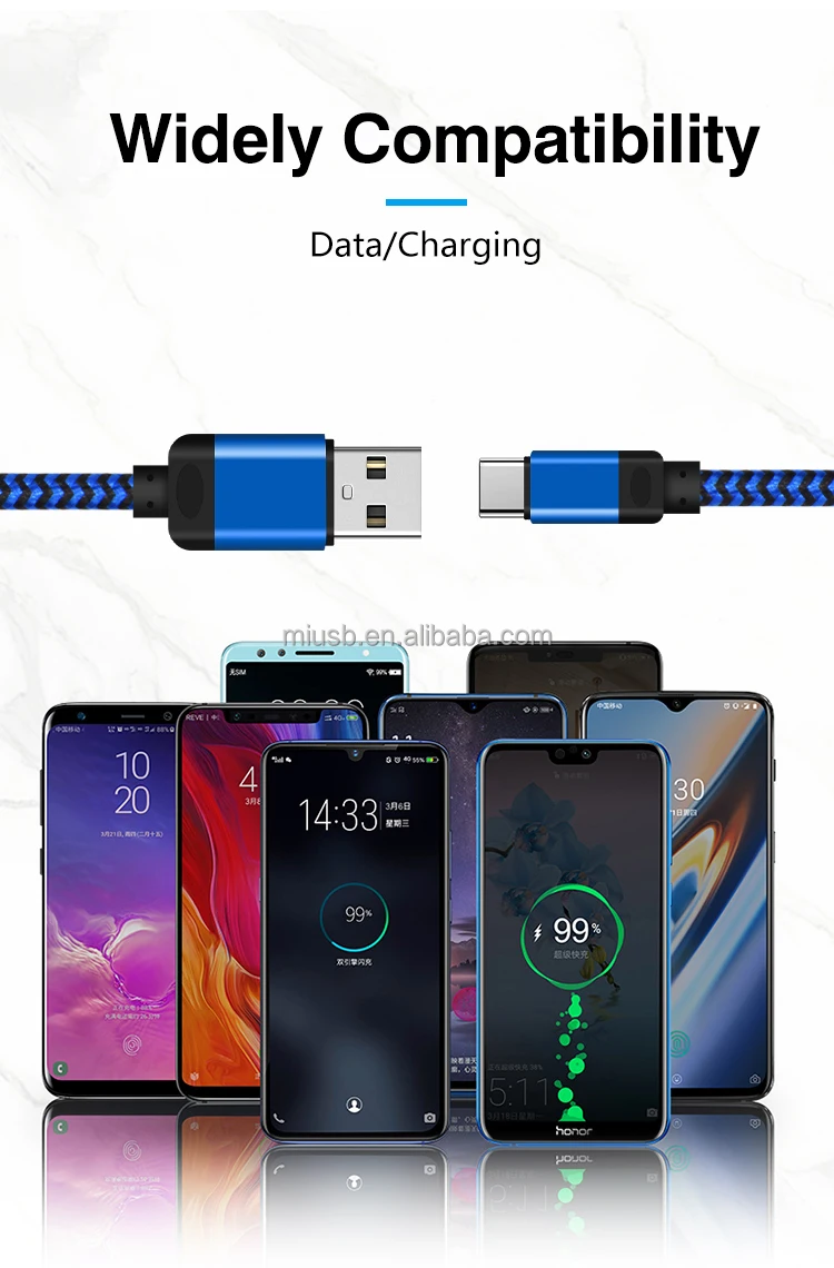 Free Shipping Fast Charging 10FT Nylon Braided Micro USB Data Cable Type C Charging Cable For Iphone - ANKUX.COM