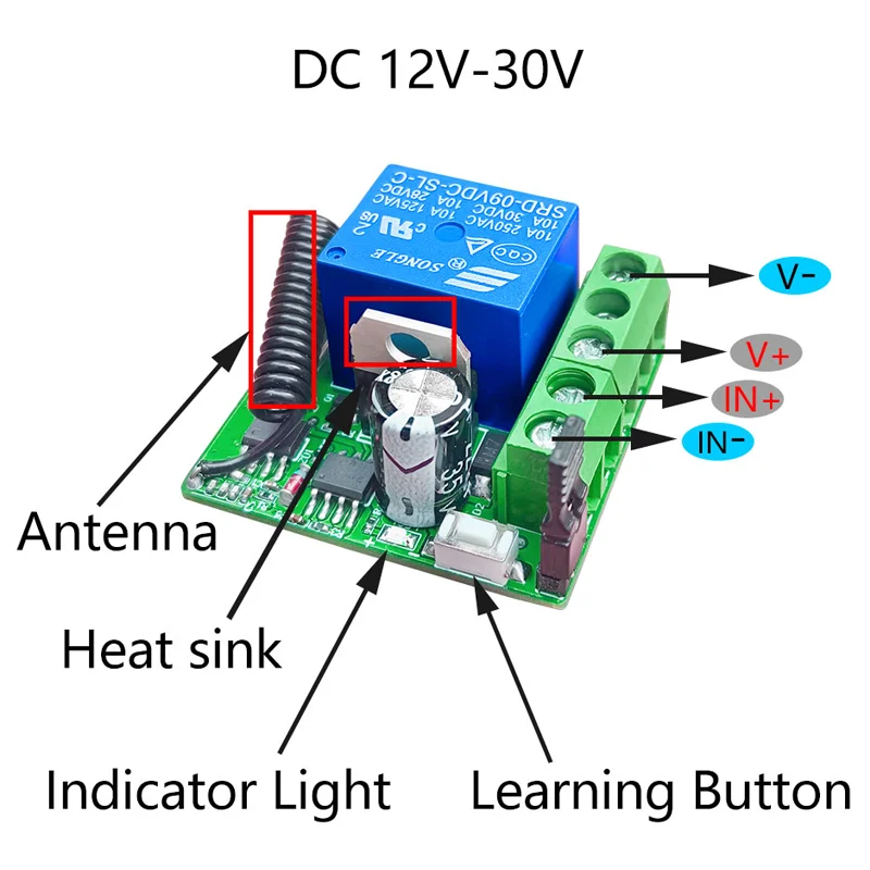 433Mhz Wireless Remote Control Switch DC 6V 12V 24V 1CH Dry Contact Wet Contact Receiver Module with Transmitter