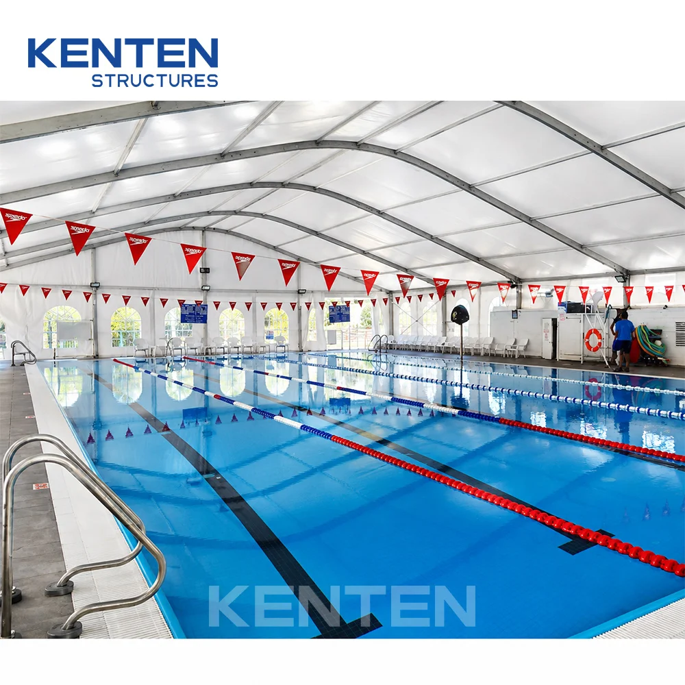 KENTEN High Quality Aluminum Frame Pvc Pool Roof Swimming Canopy Hard Cover Enclosed Cover Outdoor Sports Tent for Swimming Pool