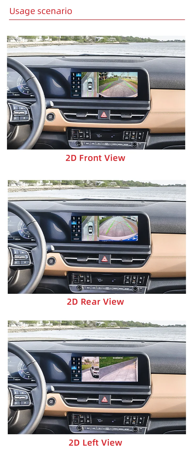 Wemaer LVDS 360 Degree Car Camera System for Kia Seltos 3D AVM Surrounding View 4 Way Recording All in One Decoder Panorama factory