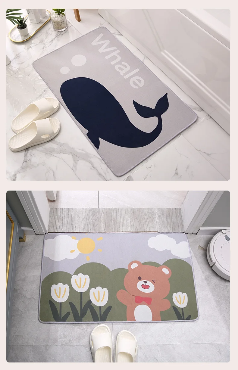 Non Slip Waterproof OEM Super Absorbent Cartoon Bathroom Rugs Living Room Mat Customization Microfiber Bath Mat manufacture