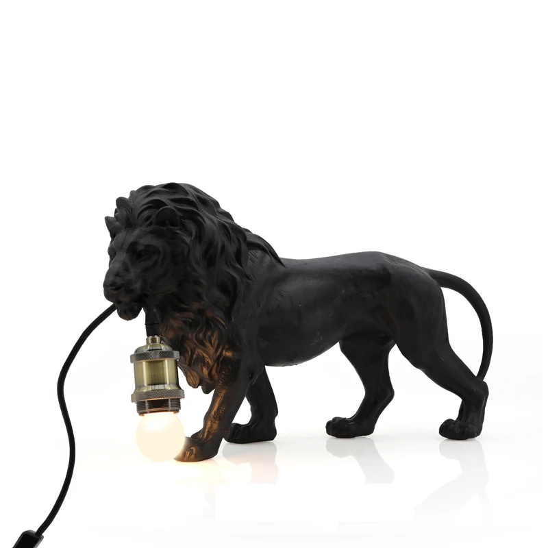 Wholesaler Lighting Antique Lamp 3D Resin Animal  Lion Statue Art For Home Decor Table Light details