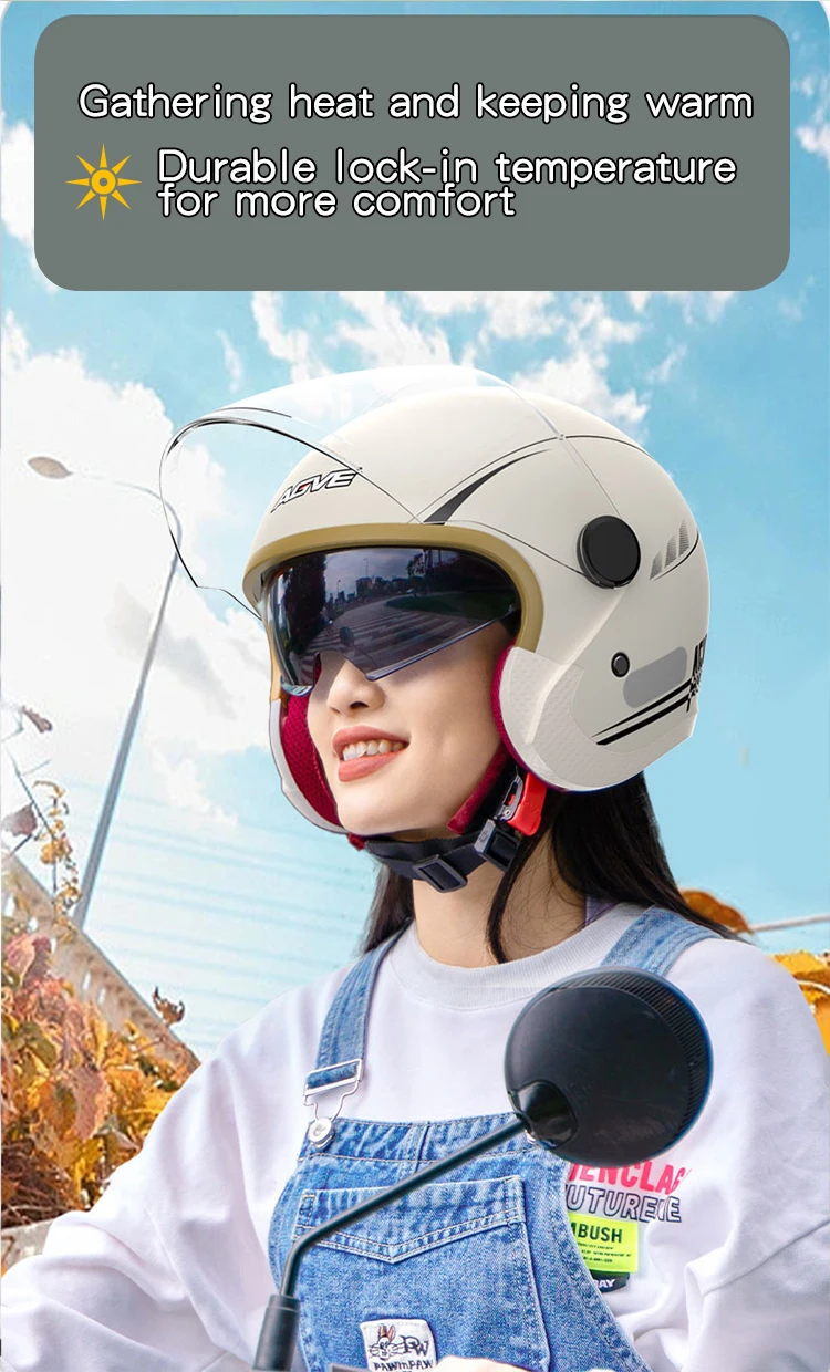 Double Mirror Women's Classic Motorcycle Half Helmet Accessories Men's