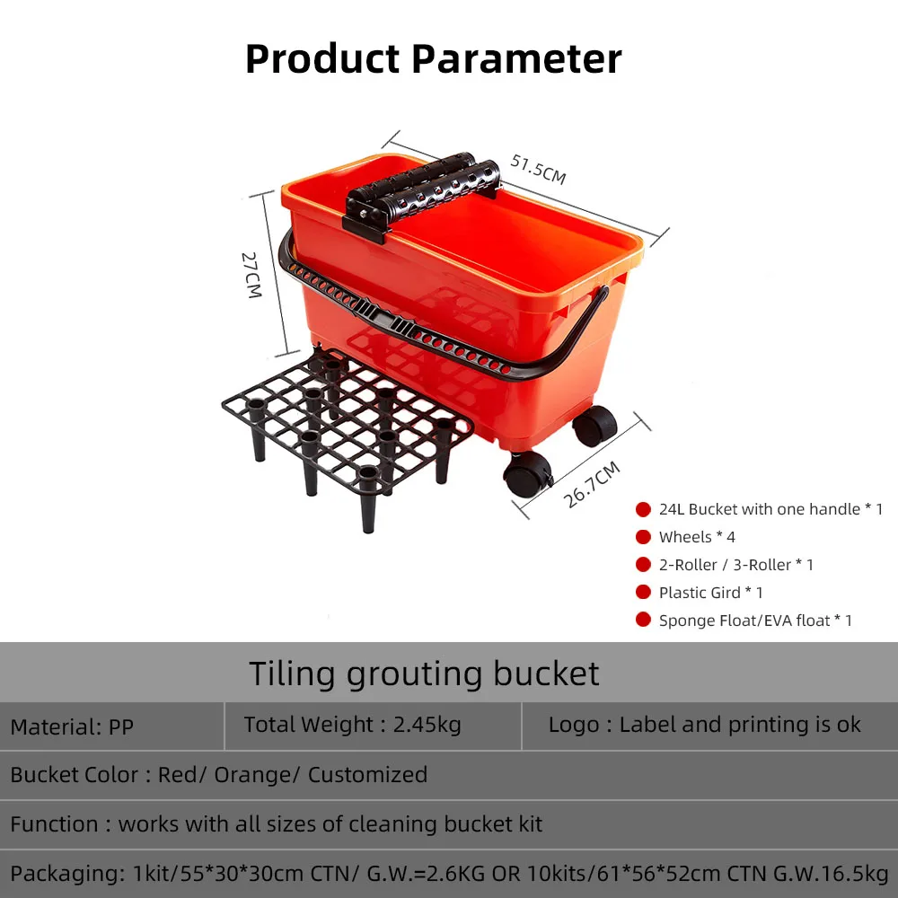 Custom Grout Cleaning System TilerMate Tools Economic Wringer Combo Commercial Mop Bucket Mop Bucket on Wheels