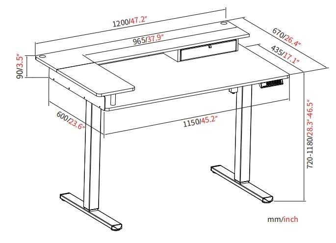 V-mounts Ergonomic Electric Motorized Wooden Desk For Home And Office ...