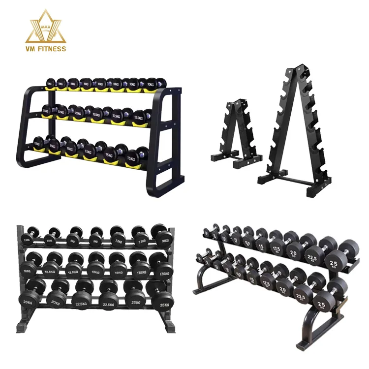Dumbbells set berat badan dombel gym, set piring berat badan gym komersial,  rak dumbbell tingkat