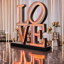 outdoor neon light sign with remote control neon love letter sign for wedding background