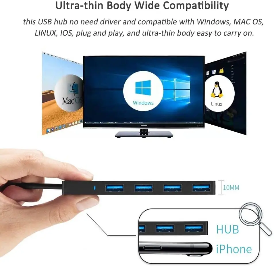 Черный 4-портовый USB 3 0 концентратор разветвитель расширитель для Xbox ноутбука флэш-накопителя HDD консоли принтера камеры клавиатуры