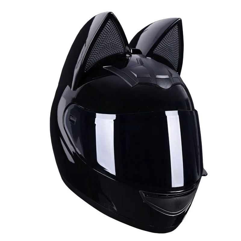 cute full face motorcycle helmet cat ears Fashion Cool Helmet+Riding Gloves, Men Women Street Flip Up Visors Electric Scooter Moped Cruiser Personalized Comfortable Breathable Helmets, DOT Approved : Automotive quality materials Motorcycle Helmet Cat Ears Decoration
