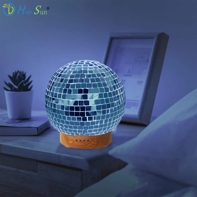 Turkish Style Aromatherapy Machine air Purification Hand Mosaic Glass Round Ball Aromatherapy Diffuser Lamp Humidifier for Home