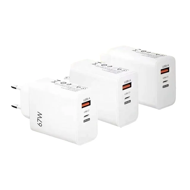 Fast Charging 607-5V/2.1A PD+USB Dual Port Wall Adapter EU/US/UK Adapted for Samsung/Apple/Xiaomi PD Charger Phones Laptops