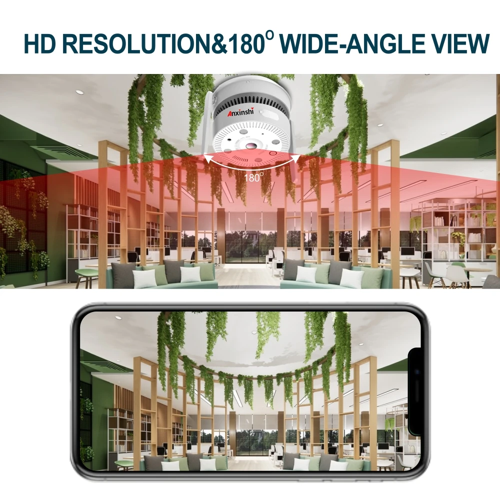 4G/WIFI/POE Smoke Detector Camera Panoramic 180 Degree  with Night Vision for Warehouse  Kitchen Restaurant  Spy Smoking