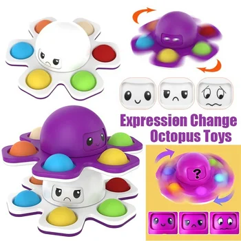 Decompression Artifact Simple Squeeze Pop Bubble Face- Changing Octopus Fidget Spinner Toy