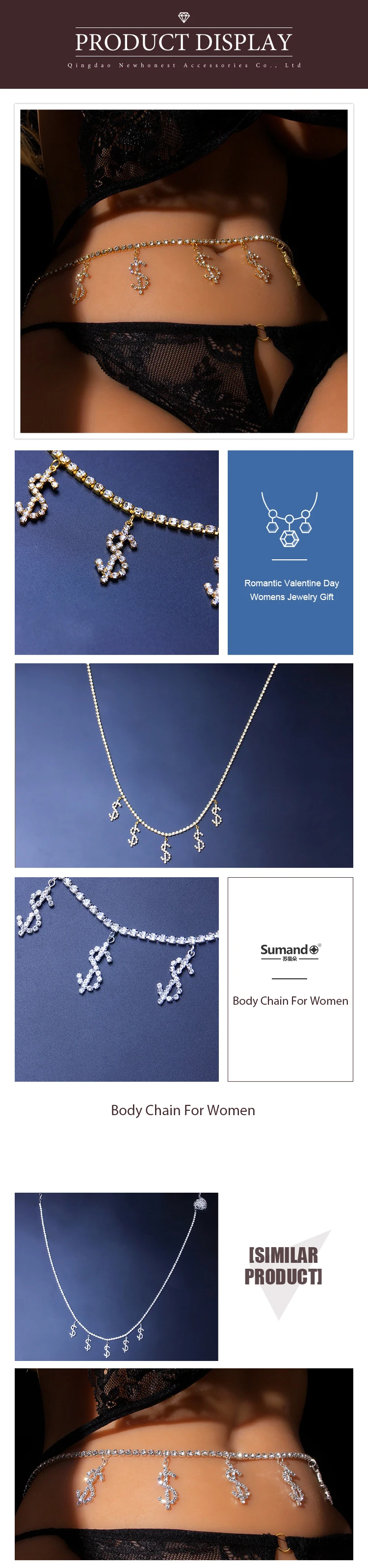 Bling Bling Rhinestone Dollar Waist Chain Sexy Belly Chain For Women Summer Beach Crystal Us