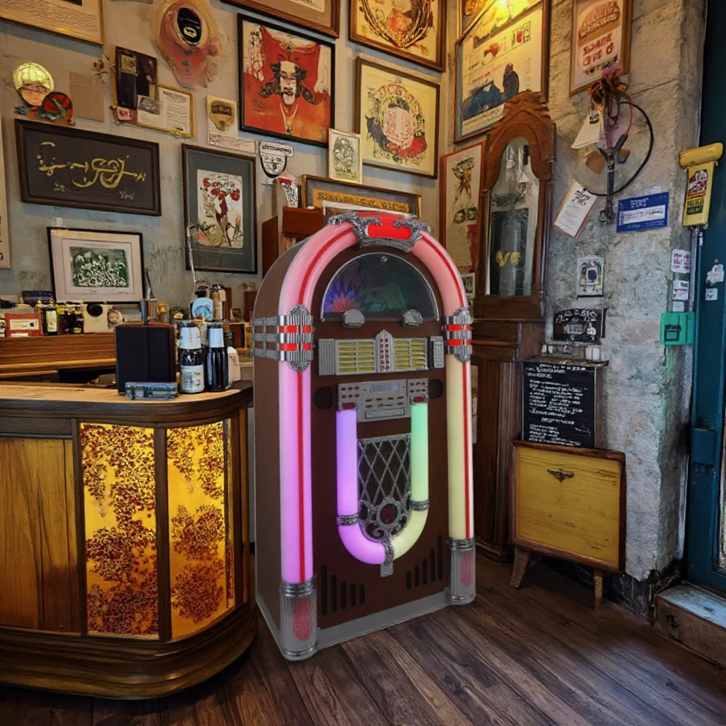 American Retro Style Digital Jukebox with Vinyl Playback