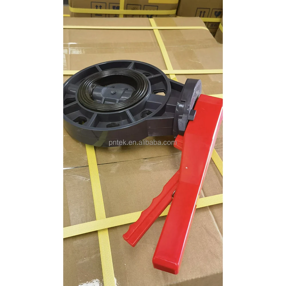 UPVC Pntek Plastic Double Flexible Flange Connection Manual DN400 Butterfly Valve Pvc 10 Inch for Control Flow Water