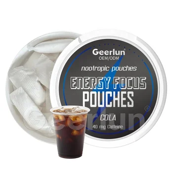 OEM ODM Sugar-Free 3X Caffeine Nootropic Energy Pouches Cola Flavor Promote Gum Health Caffeine Pouch
