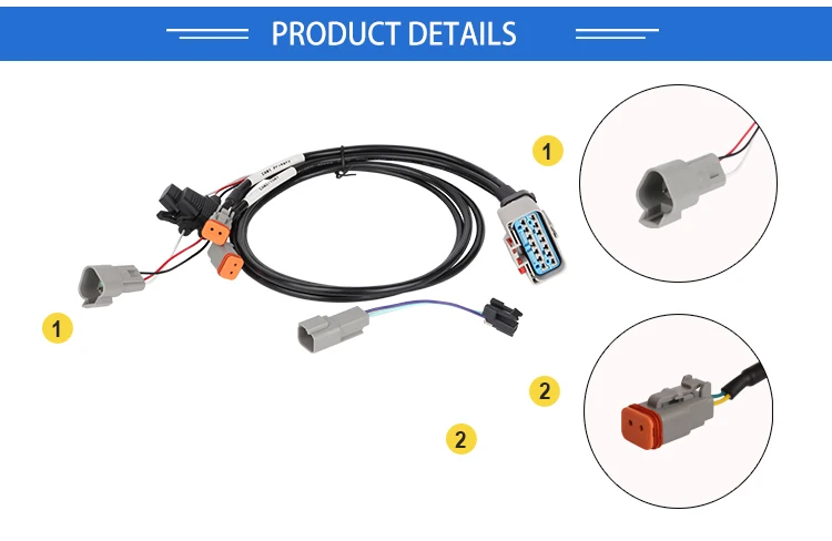 RP1226 14Pin to DT06-3P With FUSH CABLE RP1226 14PIN CONN Cable for Transport Equipment by Telematics, Fleet Management or Truck factory