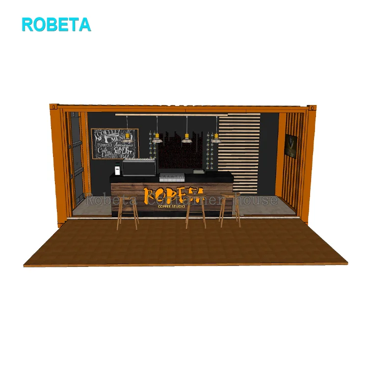 20ft 40ft Folding Container Coffee Shop Restaurant Shipping Container