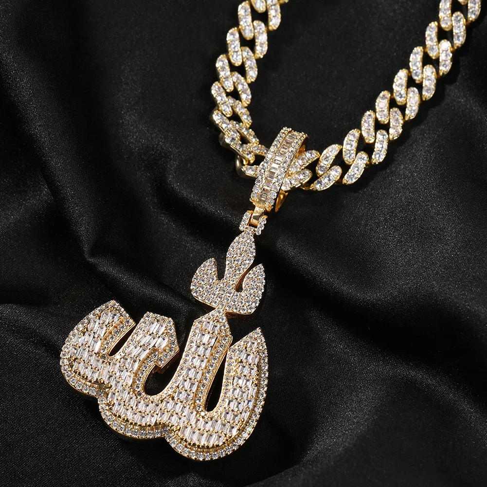 Collane con ciondolo Dio benedizione arabo islamico Allah per uomo/donna Gioielli con collana a catena islamica araba di colore nero in acciaio inossidabile  36