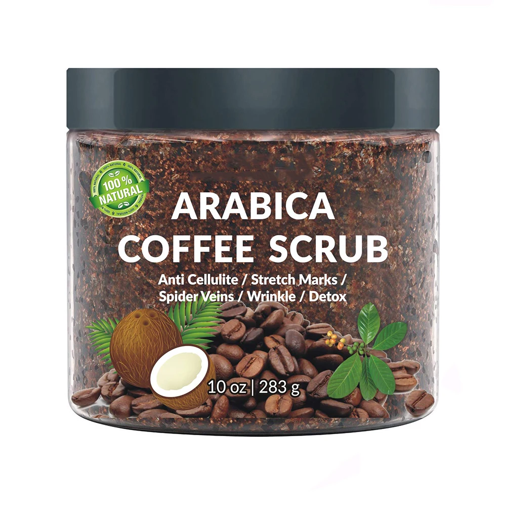 Body Scrub Exfoliating Anti Cellulite and Stretch Mark Treatment Organic Arabica Coffee Scrub with Coconut