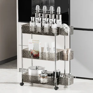 Top Quality and Good Price Kitchen Storage Rack Transparent Gray Storage Rack Shelves Organizer with Hanging Basket