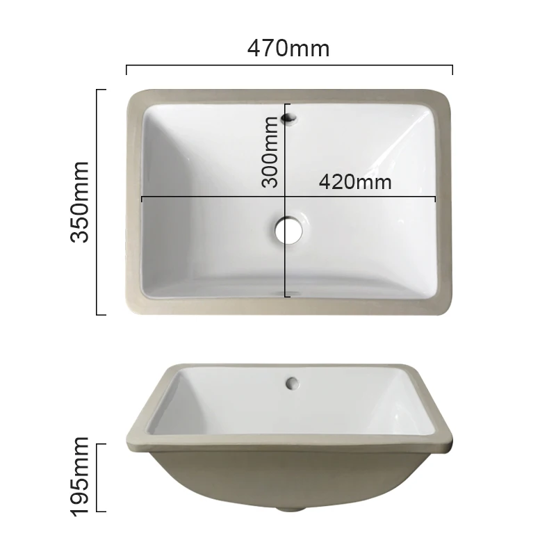 Tarpul Manufacturers Modern Rectangular Bathroom Vanity Sink Porcelain under Counter Hand Wash Basin Stone Material details