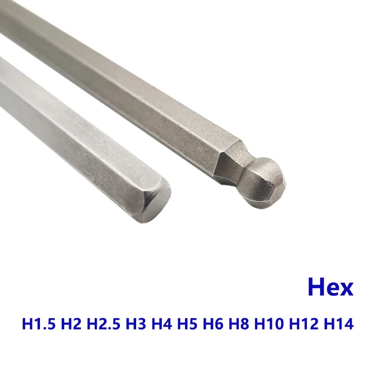 
 Отвертка шестигранная из сплава S2, H1.5, 2, 2,5, 3, 4, 5, 6, 8, 10, 12, 14 мм, длина 50, 65, 75, 100, 150, 200 мм, 1/4 дюйма, с шестигранным хвостовиком  