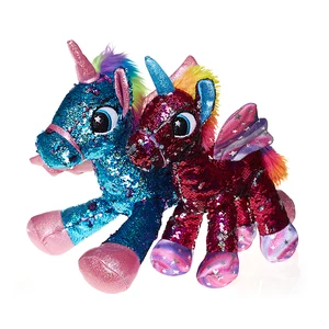 New Design Reversible Sequin Stuffed Large Rainbow Plush Unicorn Toy