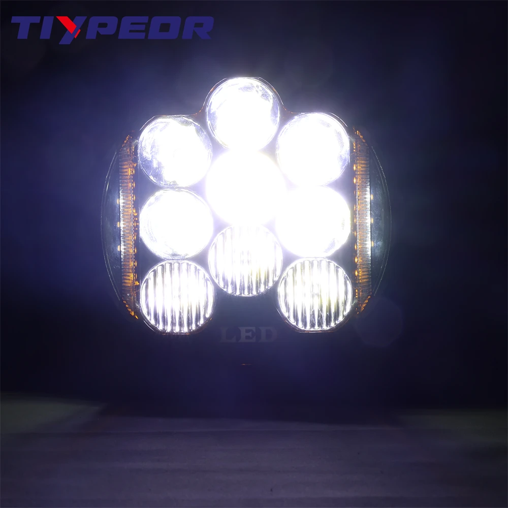 TIYPEOR Front Bumper 5inch Led Headlights 4x4 Lights Offroad Led Spotlight for jeep wrangler Jk Harley Modified Work Lamp DRL details