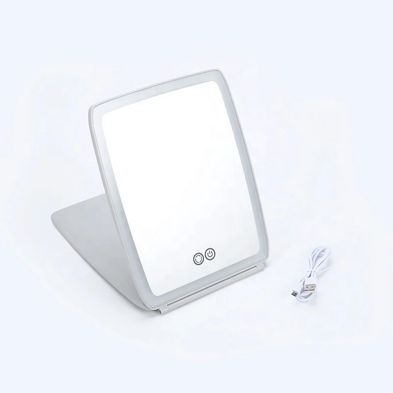 2022 new led lighted vanity mirror square makeup mirror rechargeable color switch change square ipad mirror