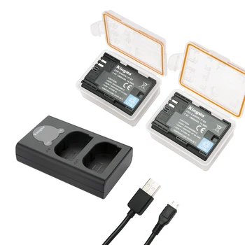 KingMa 2 Pack LP-E6 LP-E6N Battery and LCD Dual Battery Charger  Kit for Canon EOS 6D Mark II, 5D Mark II, 5D Mark III, 60D, 70D