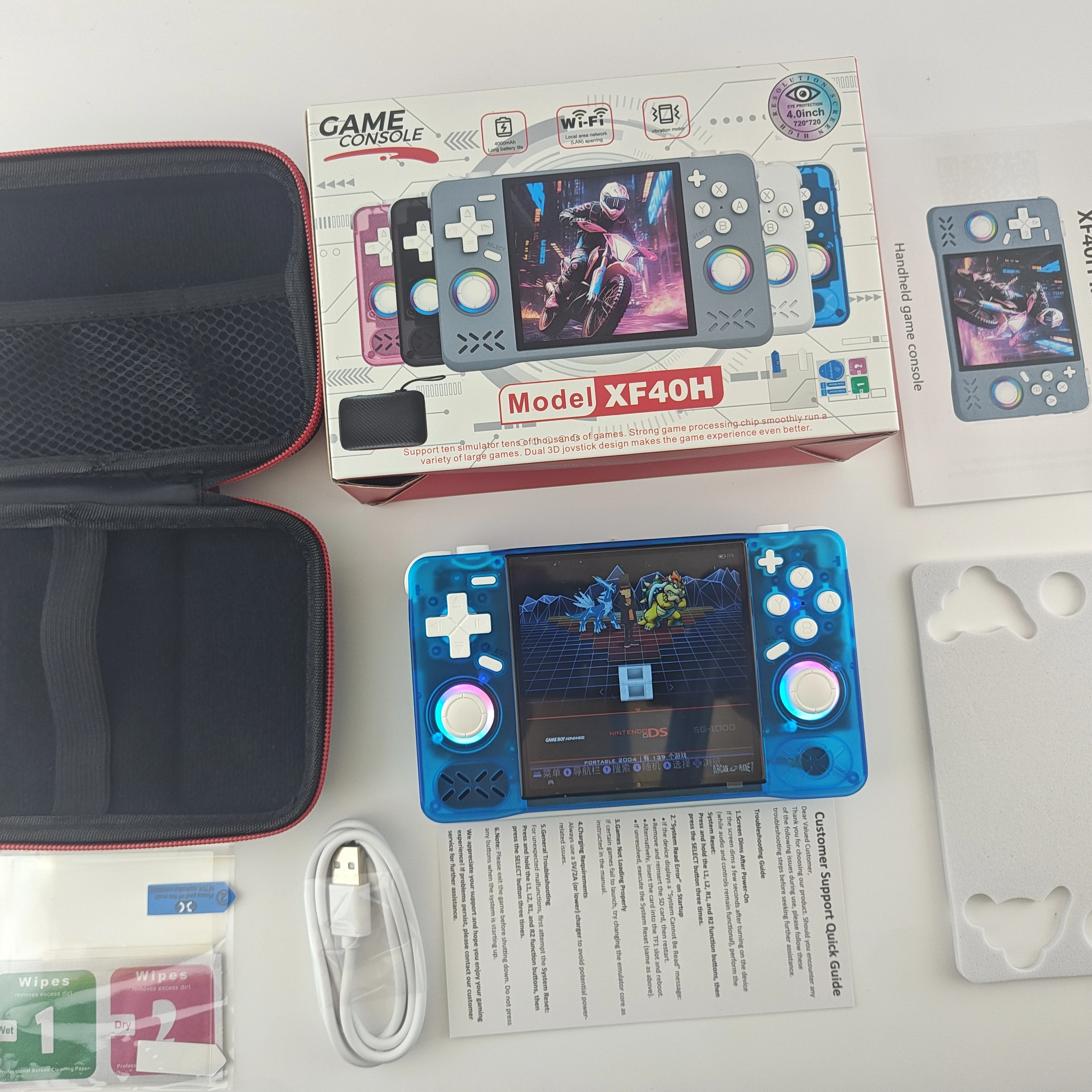 Console de jeu portable XF40H améliorée, console de jeu rétro préchargée, jeux classiques préchargés avec plusieurs émulateurs, écran 4K HD IPS de 10,2 cm, système Linux open source, jeux vidéo de Console de jeu portable XF40H améliorée, console de jeu rétro préchargée, jeux classiques préchargés avec plusieurs émulateurs, écran 4K HD IPS de 10,2 cm, système Linux open source, jeux vidéo de