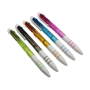 Korea and Spain Best Selling Transparent 3 Color Cheap Multifunctional Plastic Ball Point Pens with 3 Color Ring for Student Pen