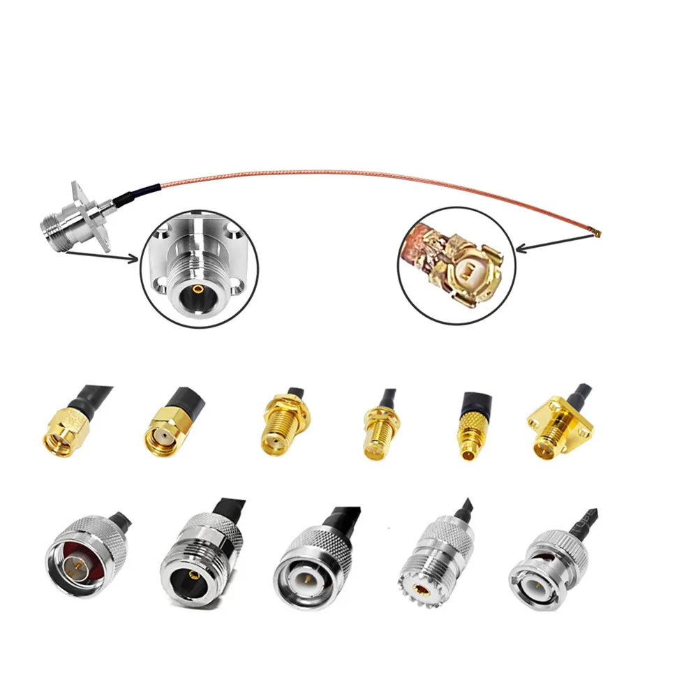 30cm Antenna Cable N 4 Hole Flange Panel Female to SMA/MMCX/N/UFL Straight Connector with RG178 Cable Assembly