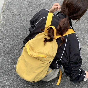 Korean Nylon Lightweight Backpack Goose Yellow Ribbon Shoulder Strap Lady Backpacks Large Capacity Student Fashion Schoolbag