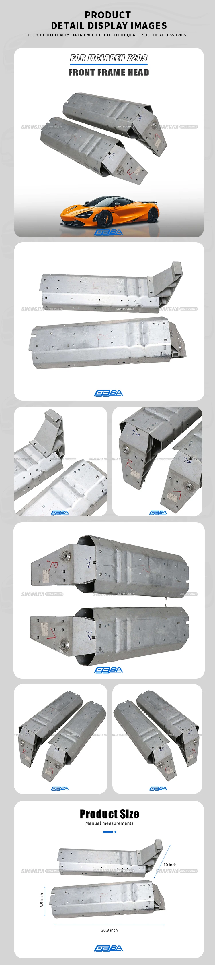 Car parts Aluminum Alloy Left Or right Front Frame Beam Head For Mclaren720S Coupe Spider 14AA240CP 14AA241CP Front Girder Head details