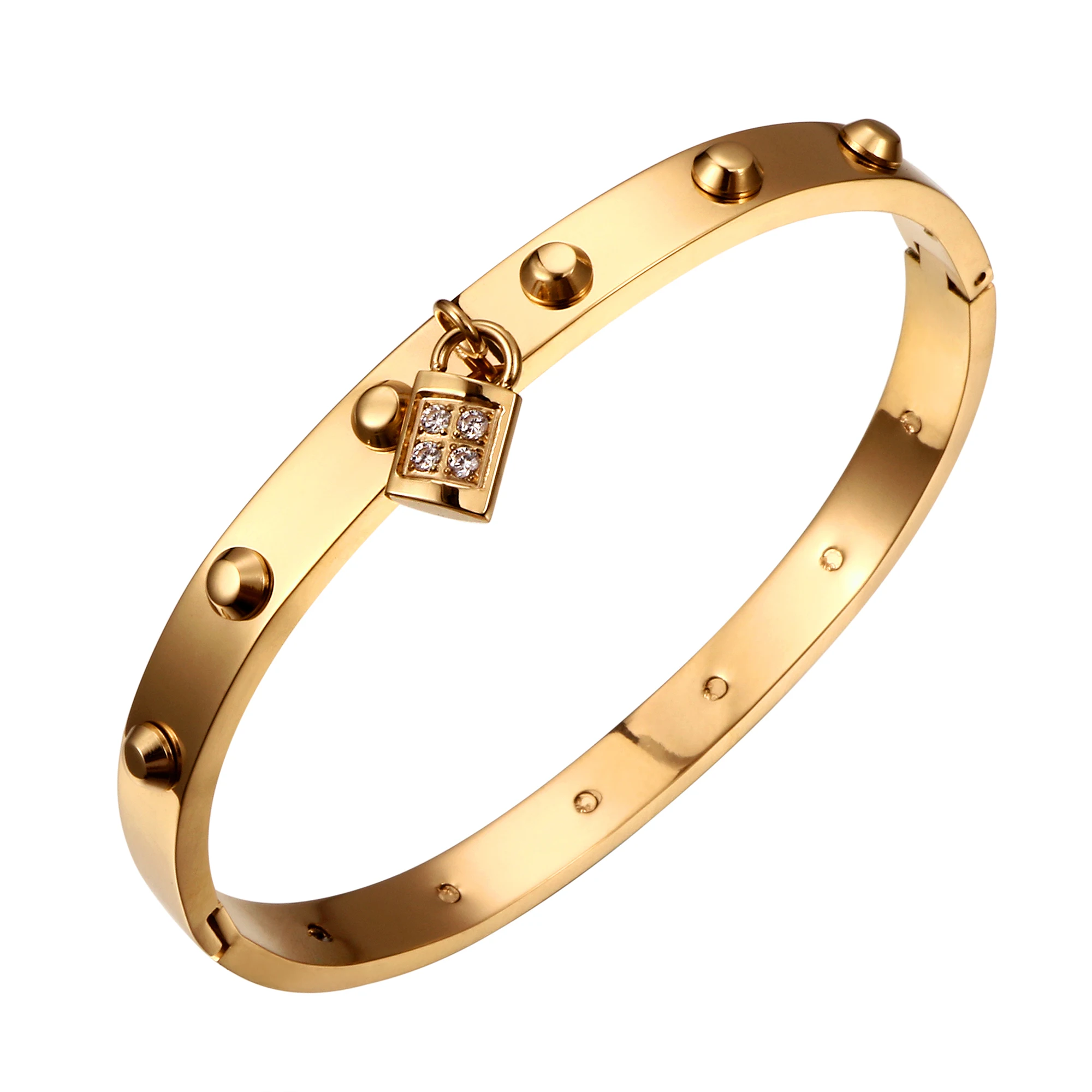 18k gold stainless steel bangle charms