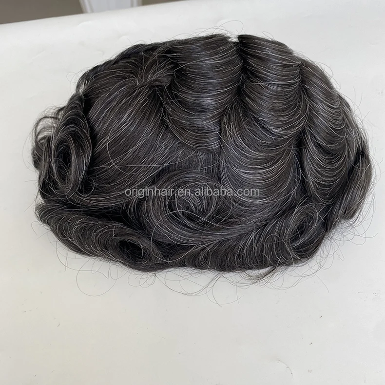 High Quality 1B20 Color Human Hair Male Wig Men's Toupee Thin Skin v Loop  Inject PU Base Mens Hair Systems Toupee for Men