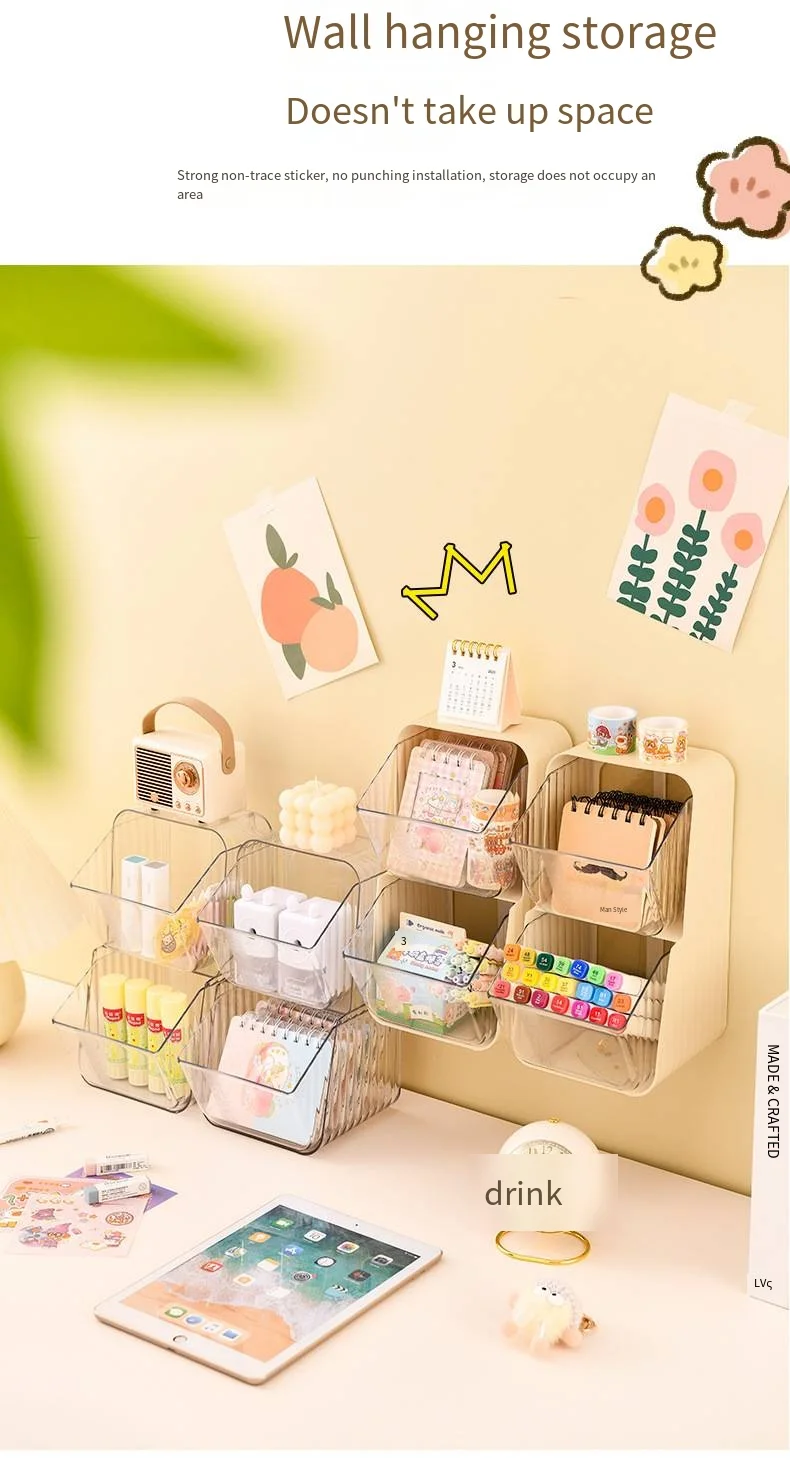 Desk office drawer stationery storage box Tea bag coffee milk tea storage bathroom can be wall hanging organizer box manufacture