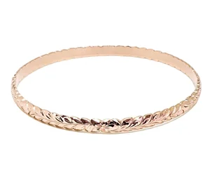 Wholesale Customized Bangles Flower Jewelry Custom 14k Gold Plated Maile Bracelet Plumeria Heirloom Hawaiian Bangle