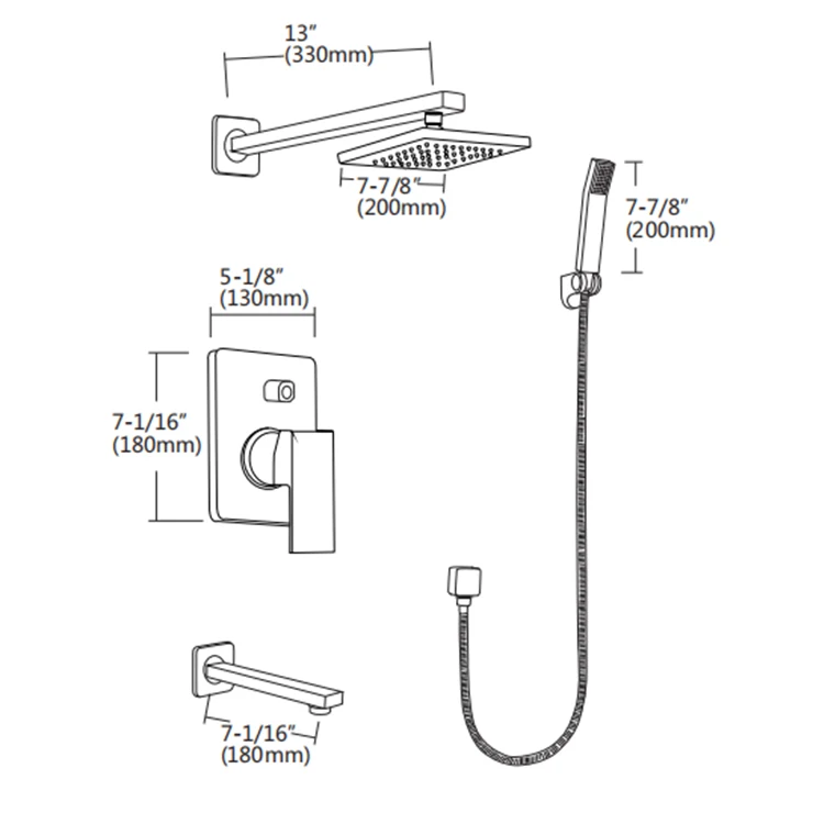 High Quality UPC Brass Material Shower Faucet With Hand Shower