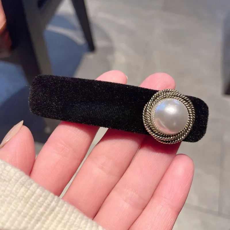 Camellia Pearl Velvet Hair Clip Liu Sea Breeze Duck Beak