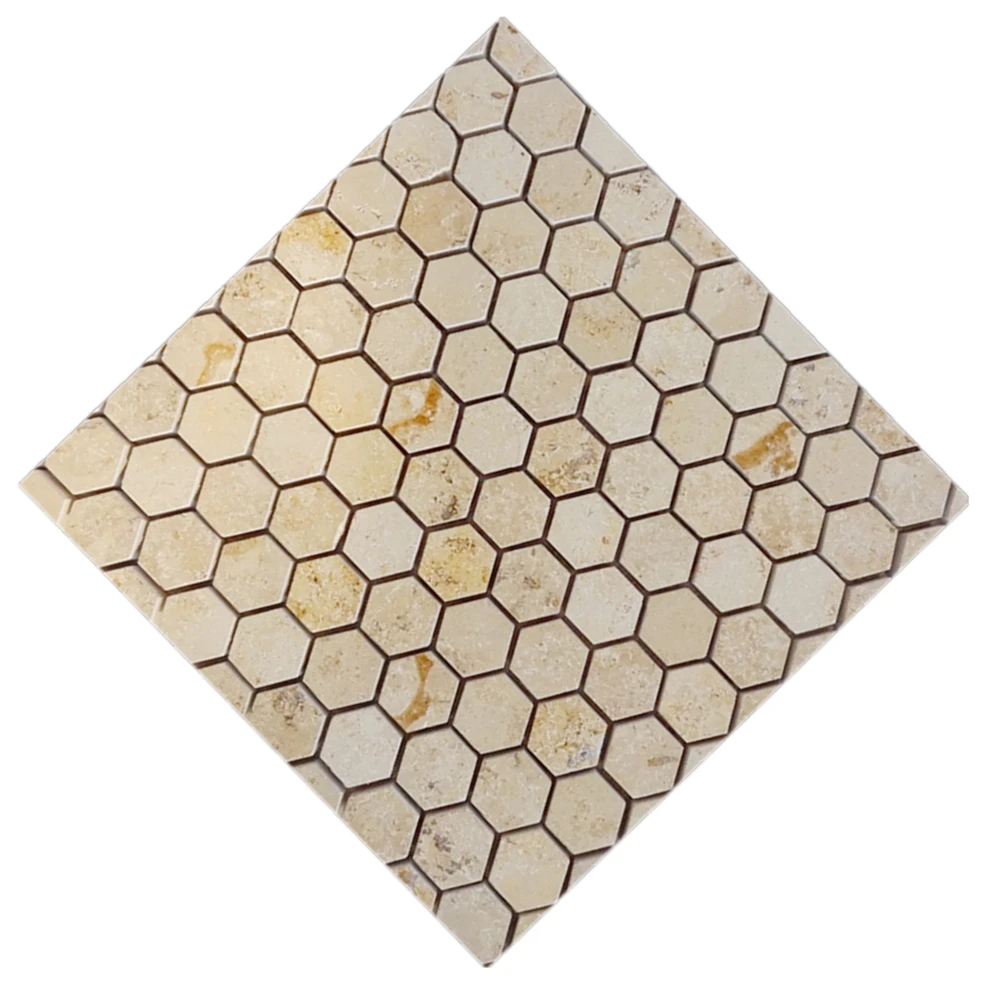 Blue Yellow Mixed Square Marble Mosaic Tile swimming pool tile size