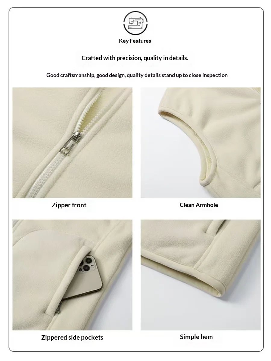 Outdoor Sports Workwear Sleeveless Fleece Jacket Submachine Jacket Vest Double-sided Fleece Custom logo preview 4