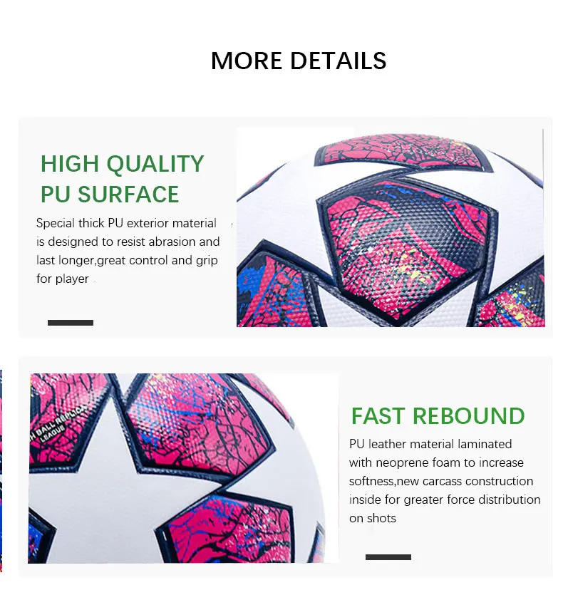 Official Size 5 Premier Soccer Ball Thermalbond Pu Leather Soccer Ball