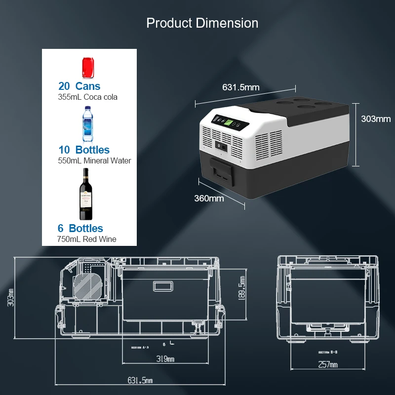 Custom Logo Portable Mobile Fridge Car Refrigerator With Builtin Battery Solar 12v Freezer