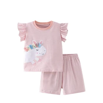 Girl's 2025 Summer New European and American Baby Girl Clothing Set Short Sleeve Cute Little Girl Casual Two-Piece Baby Suit